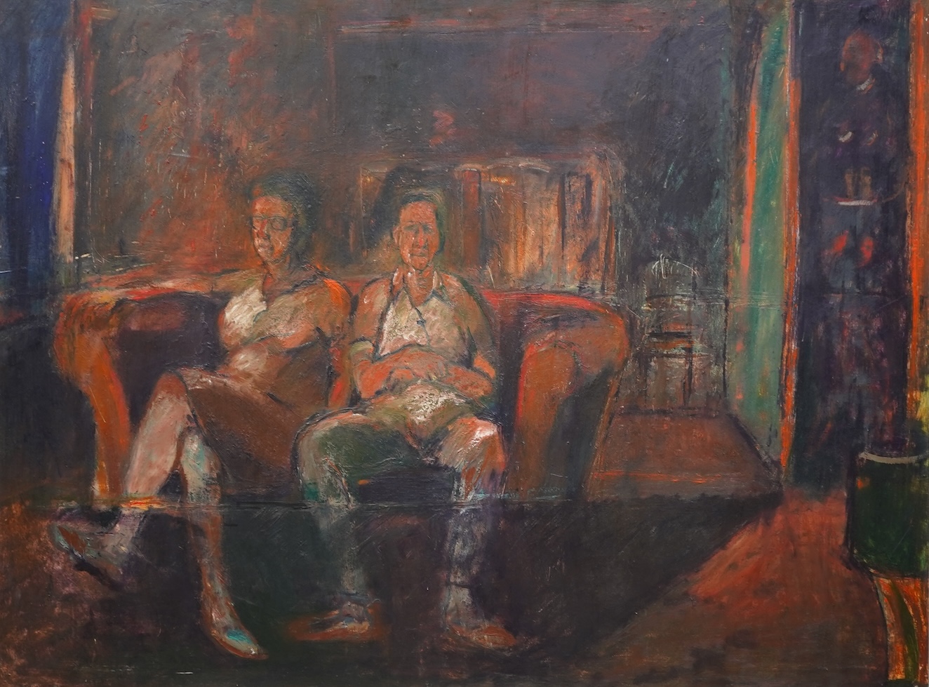 Harold Mockford, (1932-2023), Interior scene with two seated figures